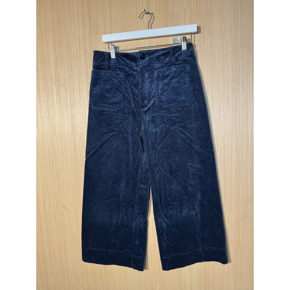 Maeve Anthropologie The Colette Navy Blue Corduroy Wide Leg Crop Pants Womens 28
